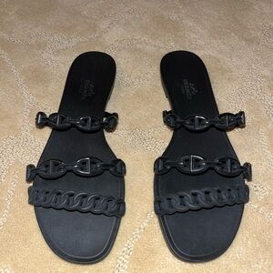 HERMES BLACK SANDALS
